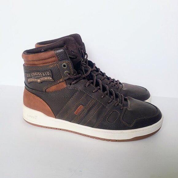 Levi's Levi Strauss 520 BB Hi Brown Leather High Top Sneakers Size 9 - Picture 8 of 12